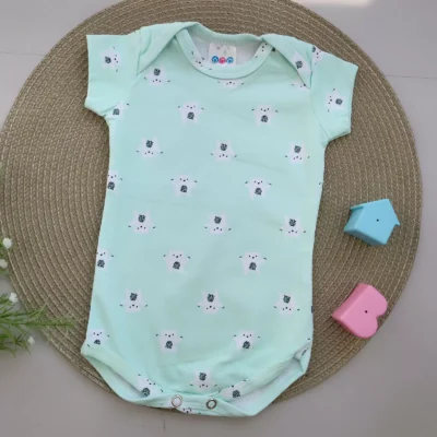 Body Cotton Manga Curta Urso