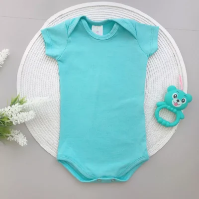 Body Cotton Manga Curta Verde Água