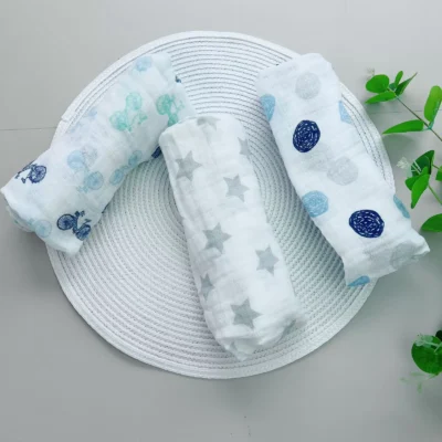 Kit 3 Fraldão Bebê Azul Bolinha