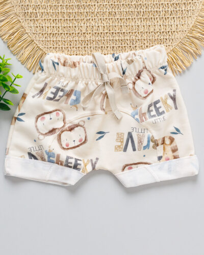 Bermuda Molecotton Bebê Estampado Bichinhos Selva