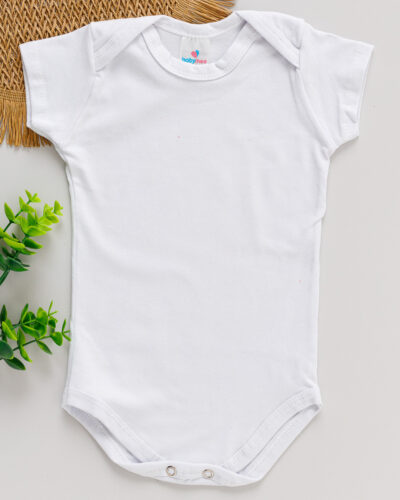 Body Cotton Bebê Manga Curta Branco