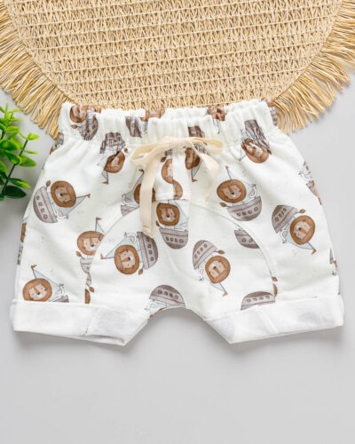 Bermuda Molecotton Bebê Estampada Leão