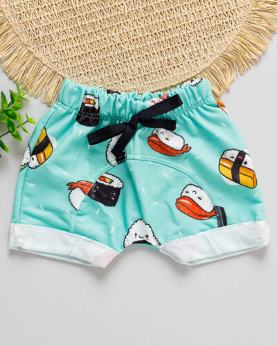 Bermuda Molecotton Bebê Estampado Sushi