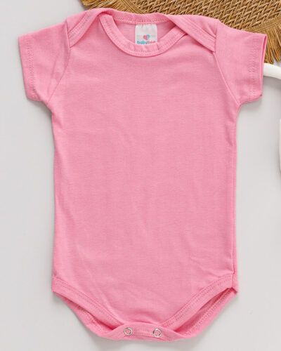 Body Cotton Bebê Manga Curta Rosa
