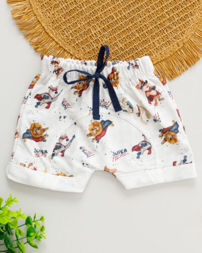 Bermuda Molecotton Bebê Estampado Leãzinho Voador