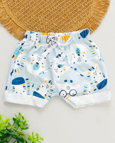 Bermuda Molecotton Bebê Estampada Girafa Óculos