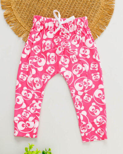 Calça Saruel Suedine Rosa Estampado Pandinha