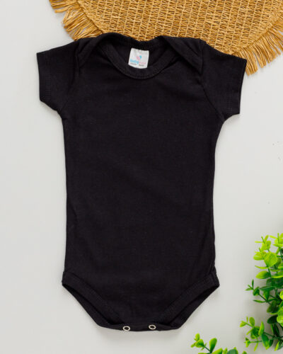 Body Cotton Bebê Manga Curta Preto