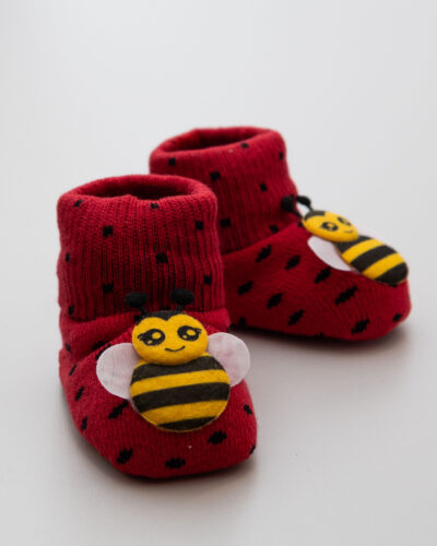 Meia Fun Socks Bebê Abelhinha Vermelha