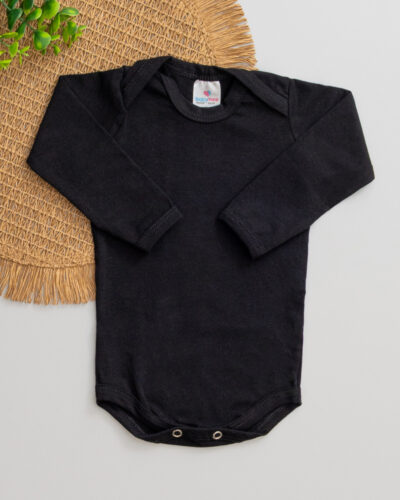 Body Cotton Manga Longa Preto