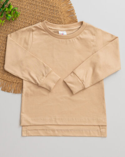Camiseta Doce de Leite Long Line Bebê Manga Longa