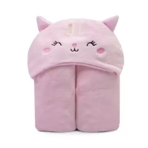Cobertor Microfibra com Capuz Rosa Gatinha