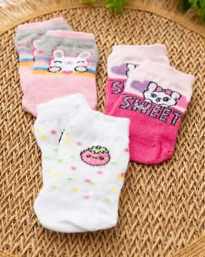 Kit 3 Meias Win Kids Bebê Coelhinha Coração
