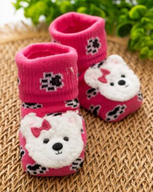 Meia Fun Socks Bebê Rosa Ursinha