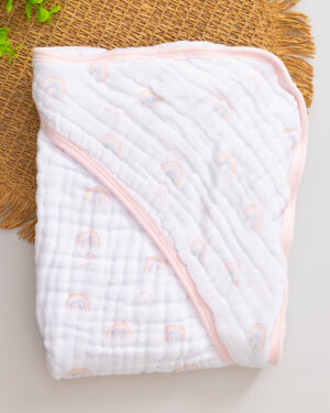Toalha Fralda Bebê Soft Arco-íris Rosa
