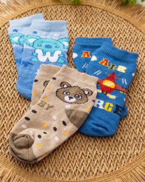 Kit 3 Meias Win Kids Bebê Azul Coala