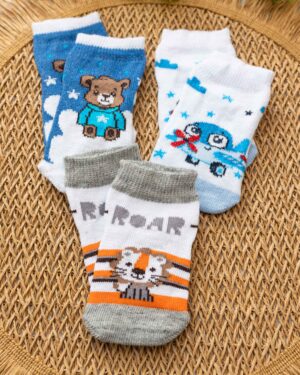 Kit 3 Meias Win Kids Bebê Ursinho Nuvem