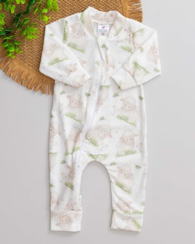 Macacão Bebê Canelado Estampado Ovelha