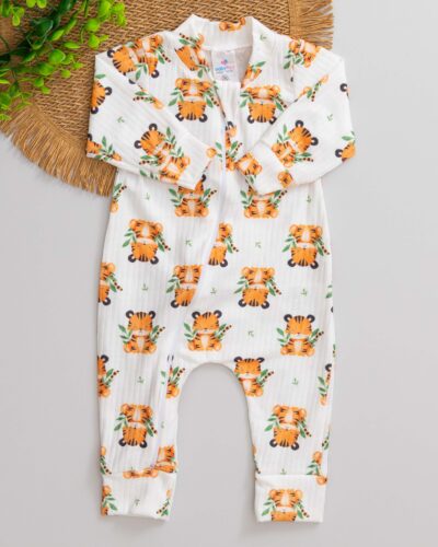 Macacão Bebê Canelado Estampado Tigre