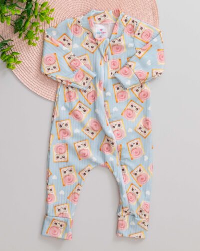 Macacão Bebê Canelado Estampado Torrada