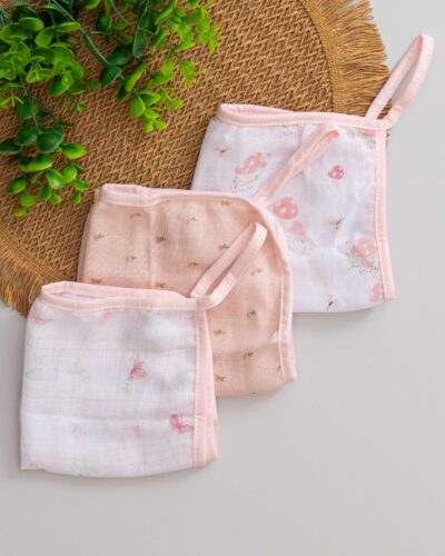 Kit 3 Paninho de Boca Bebê Soft Rosa Borboleta