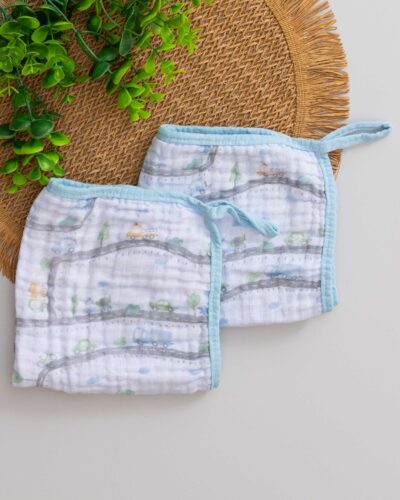 Kit 2 Paninho de Boca Bebê com Prendedor Chupeta Estampa Carrinho